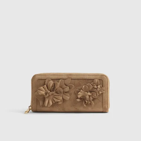 River Island 3D Floral Faux Suede Purse
