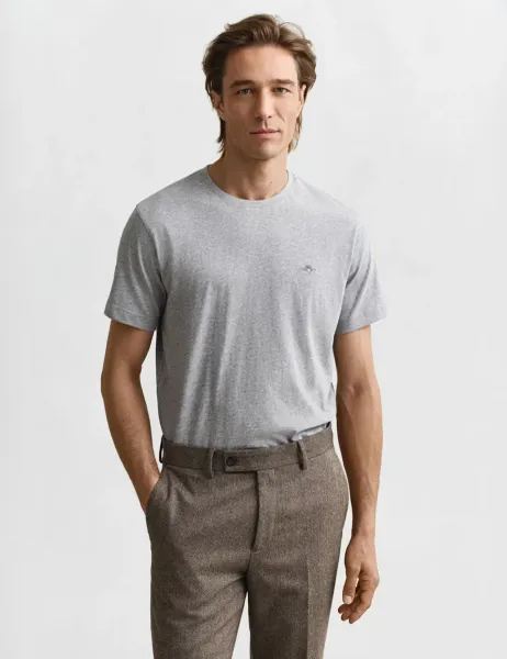 Pure Cotton Logo T-Shirt Grey Marl