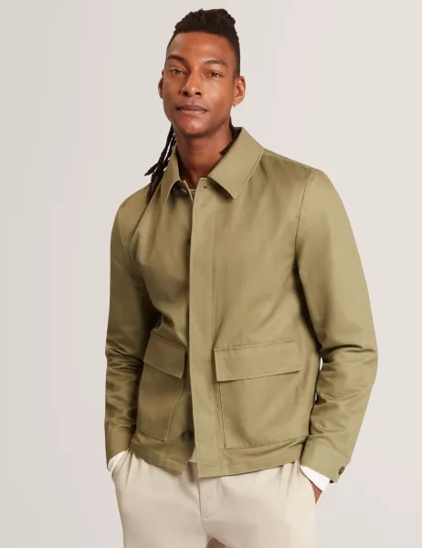 Ted Baker Cotton Rich Lightweight Harrington Jacket Olive