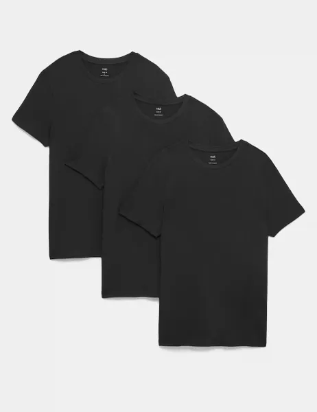 Marks & Spencer 3pk Slim Fit T-Shirts Black