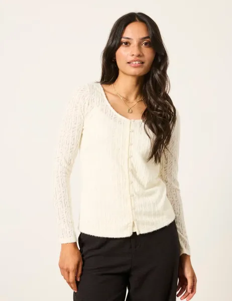 FatFace Regular Fit Lace Insert Cardigan