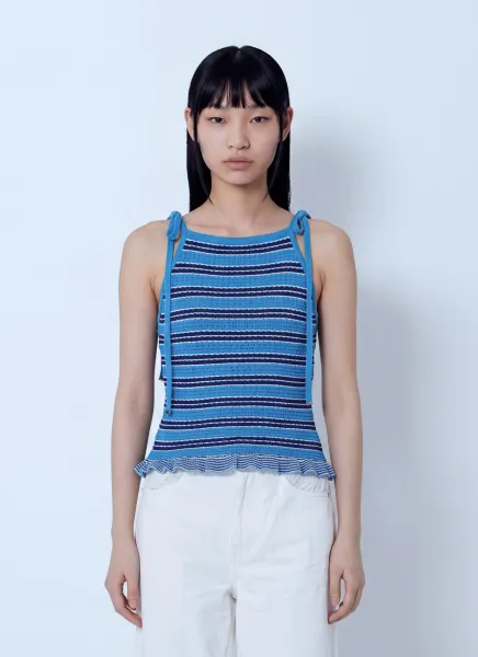 Cotton Pointelle Stripe Top