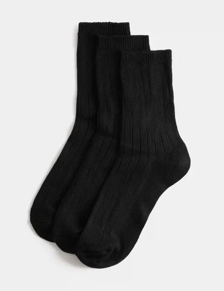 Marks & Spencer 3pk Thermal Sumptuously Soft Ankle High Socks Black
