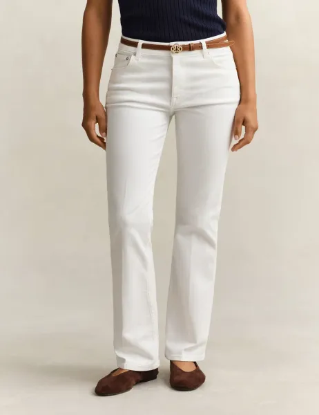 Gant Mid Rise Slim Flare Jeans Cream