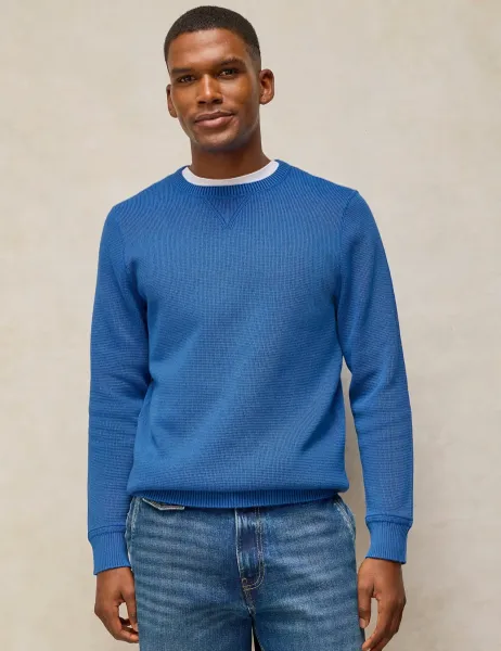 White Stuff Pure Cotton Crew Neck Jumper Bright Blue