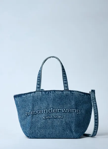 Small Denim Punch Tote Bag