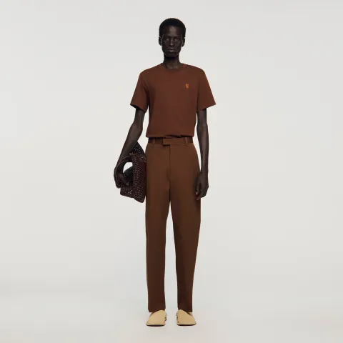Wide-leg cotton trousers