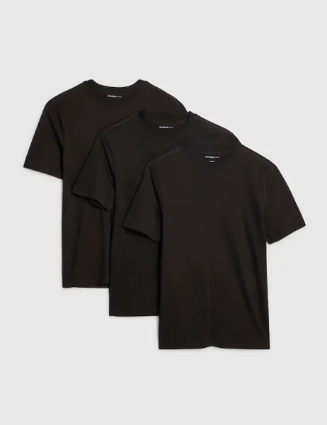 River Island 3 Pack Slim Fit Pure Cotton T-Shirts Black