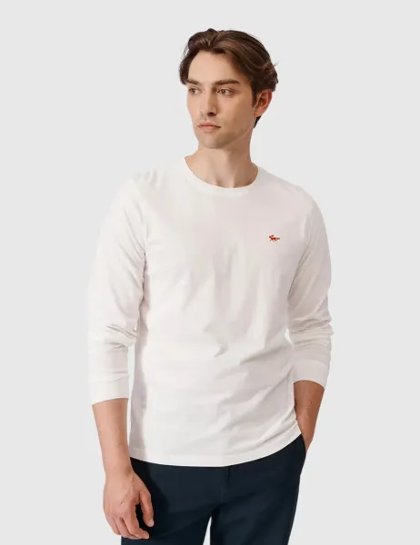 Aubin Pure Cotton Long Sleeve T-Shirt White