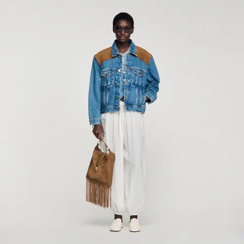 Denim and suede jacket