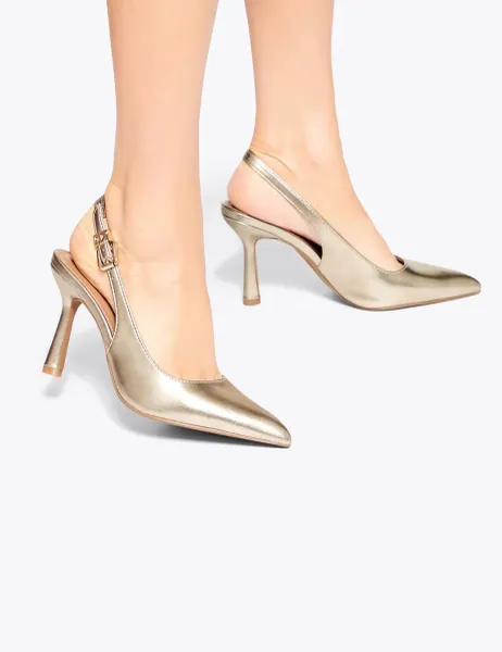 Kurt Geiger Adina Stiletto Heel Slingback Court Shoes Gold