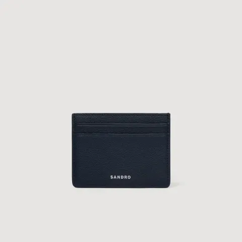 Grained leather card holder