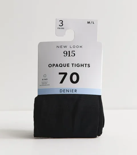 Pack of 3 Black 70 Denier Opaque Tights