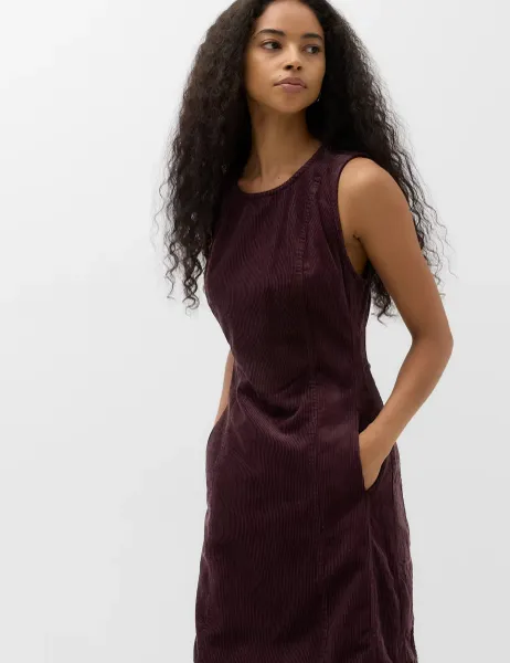 Marks & Spencer Cord Mini Shift Dress Dark Aubergine