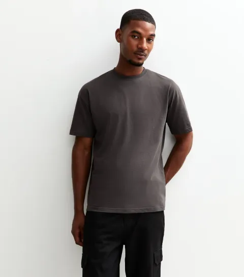Men's Dark Grey Oversized Crew Neck T-Shirt