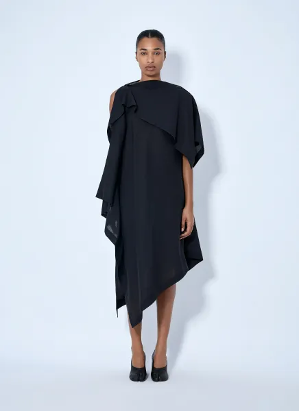 All Squares Asymmetric Draped Midi Dress