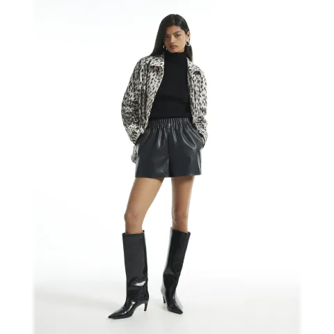 River Island Faux Leather Elasticated Runner Shorts