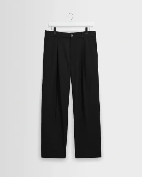 Piper - Black Wool Blend Twill Trouser