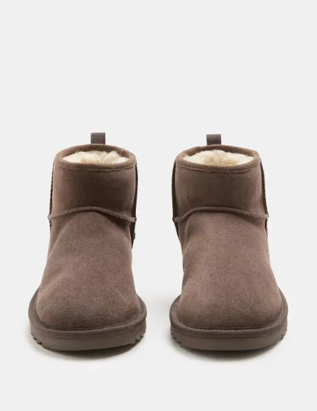 Marks & Spencer Suede Flatform Slipper Boots Mink