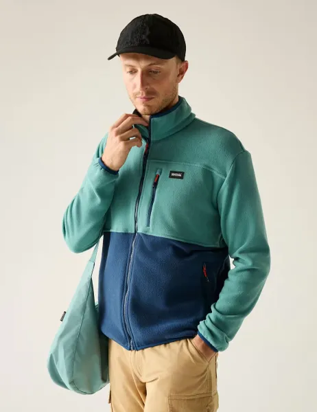 Frankie Colour Block Zip Up Fleece Blue