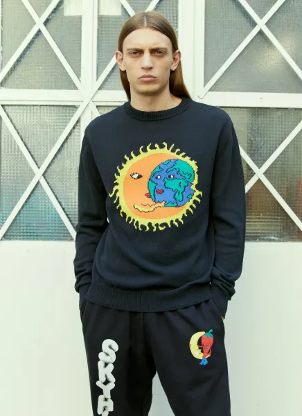 Logo Embroidery Knit Sweater