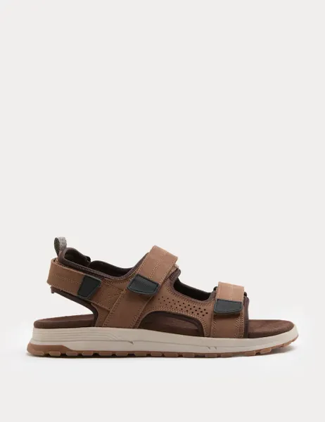 Marks & Spencer Nubuck Riptape Two Strap Sandals Tan