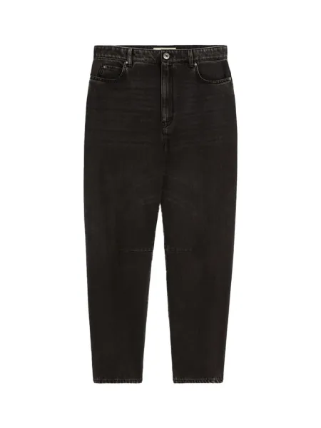 Cotton Denim Barrel-Leg Trouser Black