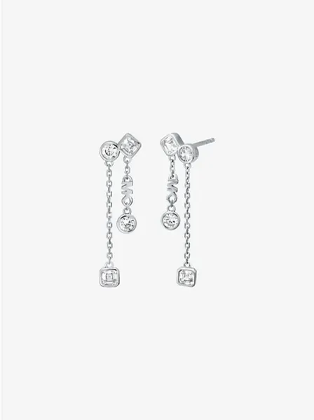 Precious Metal-Plated Sterling Silver Bezel Drop Earrings