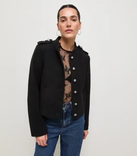 New Look Women's Black Military Button Through Jacket