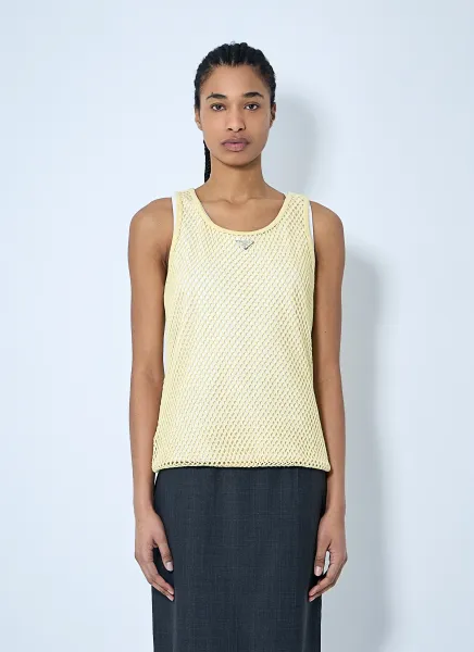 Logo Plaque Open- Knit Tank Top