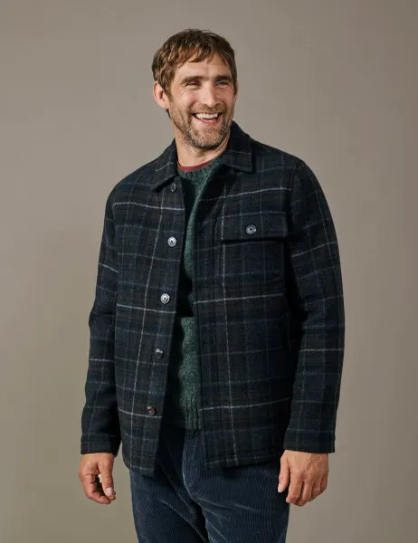 Aubin Wool Blend Overshirt Grey Mix