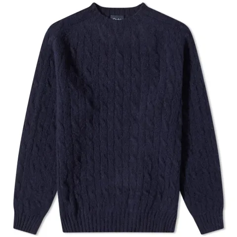 Brushed Shetland Cable Crew Knit