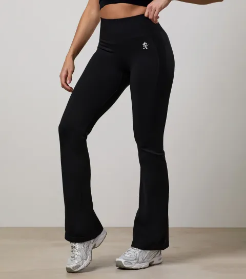 Women's Black Power Seamless Flared Pants