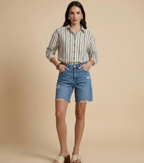 Women's Grey Striped Shirt