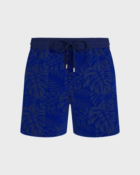 Vilebrequin Men Swim Shorts Flocked Monstrera