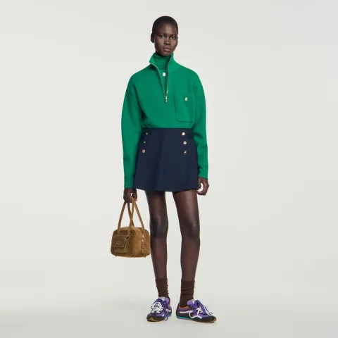 Wool skort with buttons