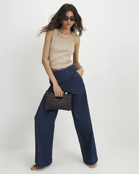 River Island Pull On Wide Leg Jeans