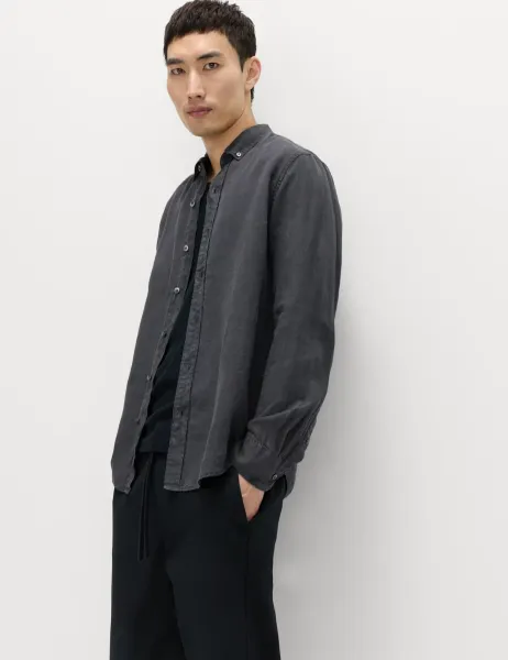 Marks & Spencer Pure Linen Garment Dye Shirt Charcoal