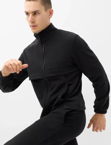 Goodmove Funnel Neck Long Sleeve Micro Fleece Black