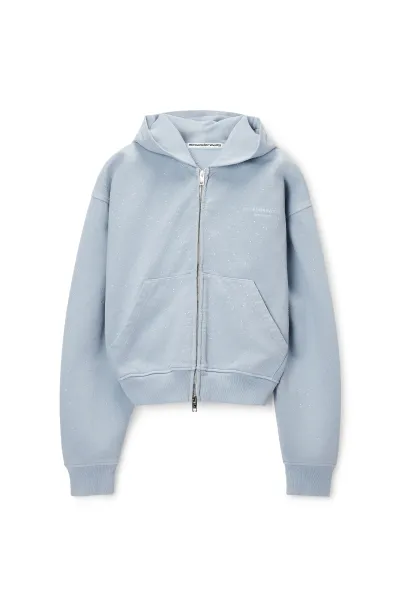 crystal embellished zip up hoodie