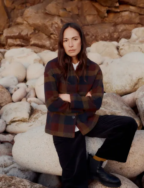 Seasalt Cornwall Wool Blend Checked Short Coat Multi