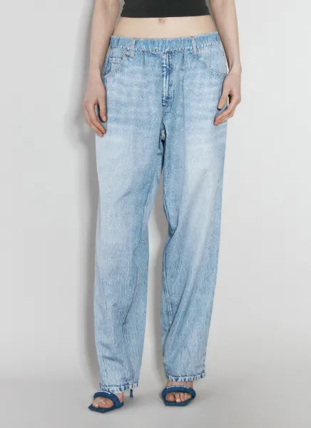 Printed Denim Track Pants