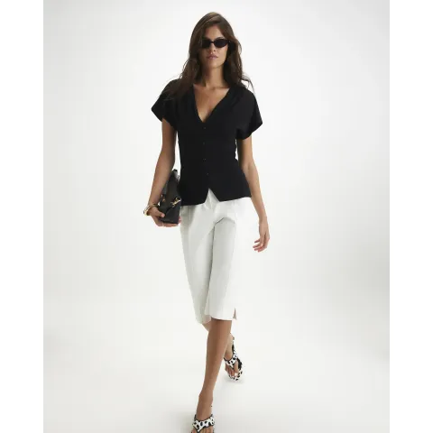 River Island Pleat Shoulder Button Front Top