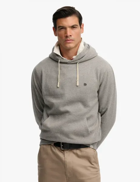 Superdry & Co Cotton Rich Embroidered Logo Hoodie Light Grey