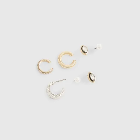 River Island Mixed Metal Stud And Cuff Earring Pack