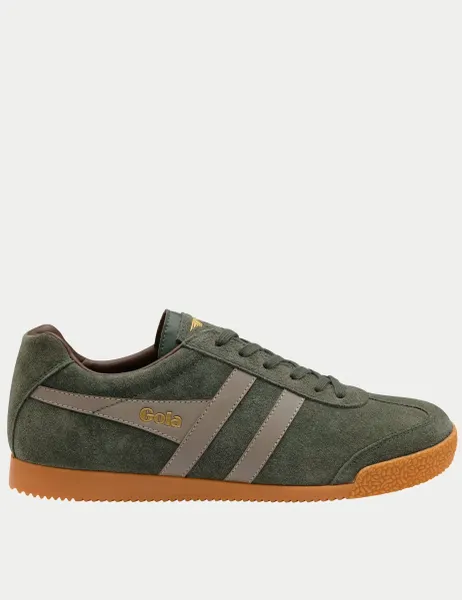 Suede Lace Up Trainers Khaki Mix