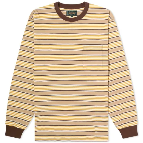 Long Sleeve Multi Stripe Pocket T-Shirt