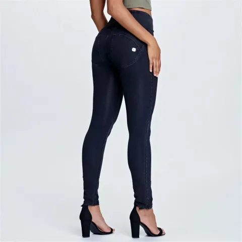 Freddy WRUP Denim - High Waisted - Full Length - Black + Black Stitching