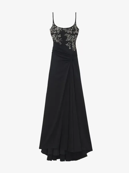 Floral Embroidery Evening Dress