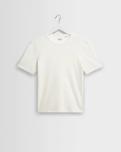 Cole - Off White Ribbed Cotton Slim-Fit t-Shirt